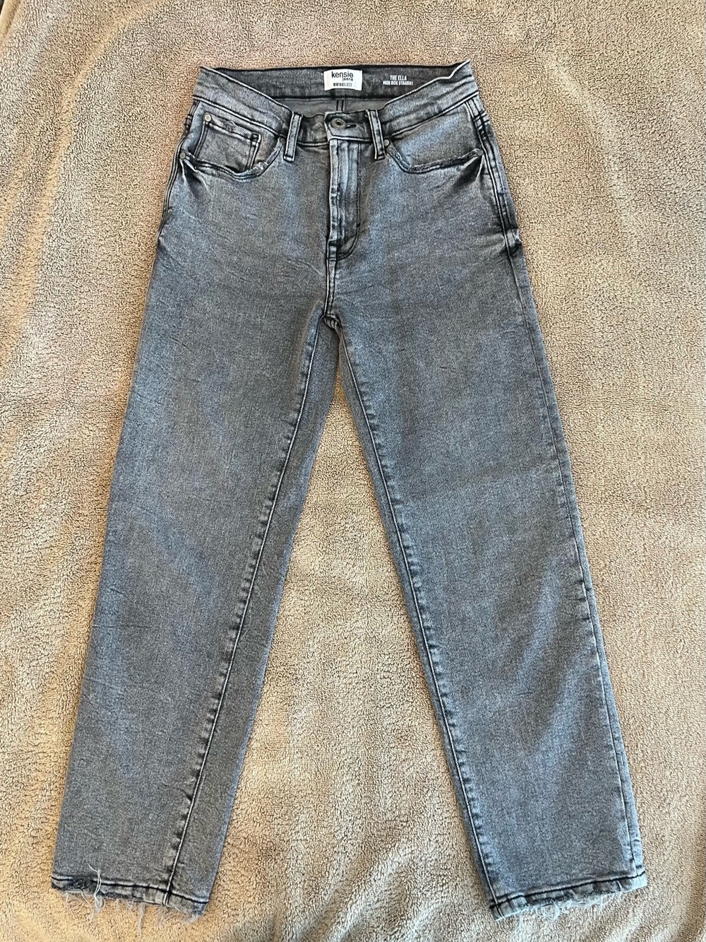 The Ella Kensie Vintage Luxe High-Rise Straight Leg Gray Jeans 0/25